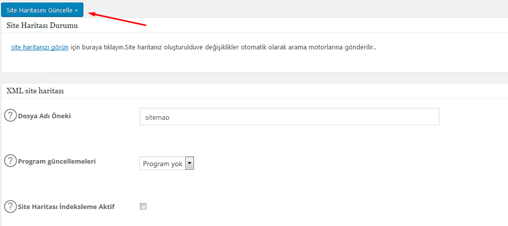all in one seo xml site haritası oluşturma