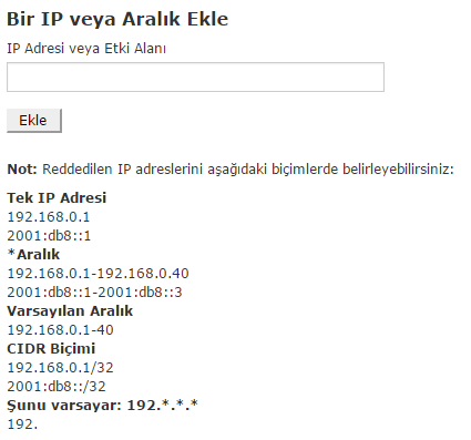 cpanel ip engelleyici ayarları
