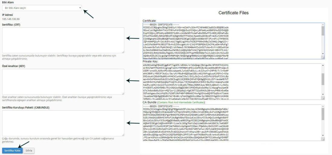 cPanel SSL yükleme nasıl yapılır