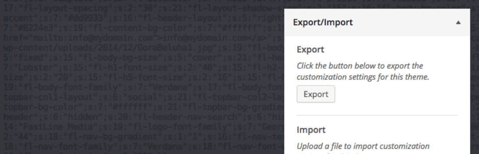 wordpress eklentisi customizer export import