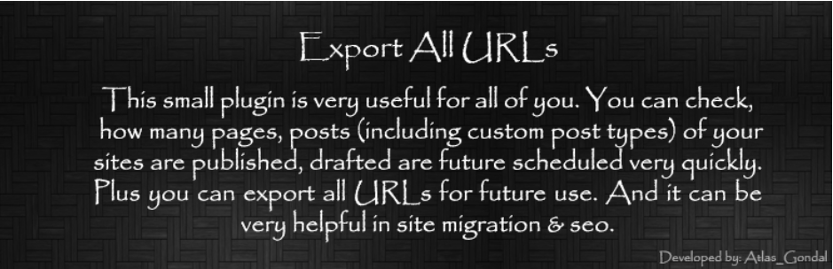 wordpress eklentisi export all urls