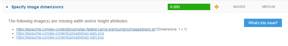 gtmetrix specify image dimensions wordpress