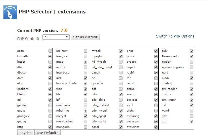 wordpress php 7 ayarları cpanel