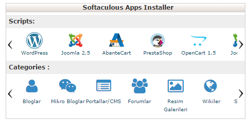softaculous apps installer wordpress kurulumu