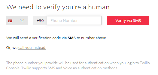 twilio telefon doğrulama