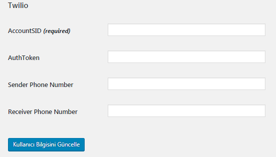 twilio wordpress ayari