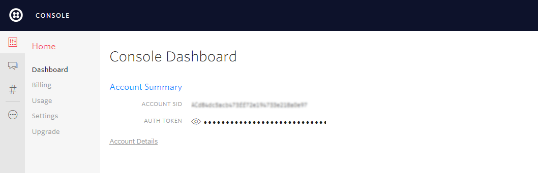 twilio yönetim paneli