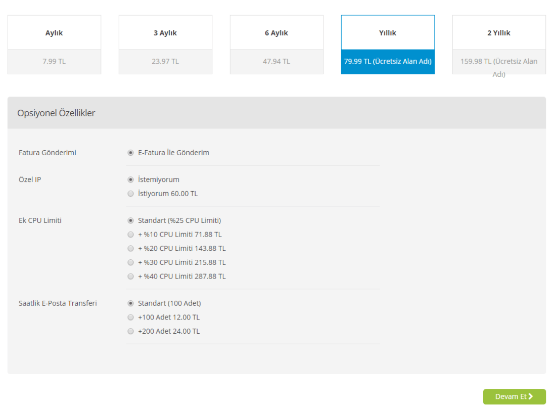 veridyen wordpress hosting opsiyon secimi