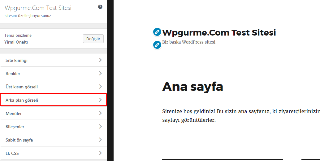 wordpress arka plan değiştirme