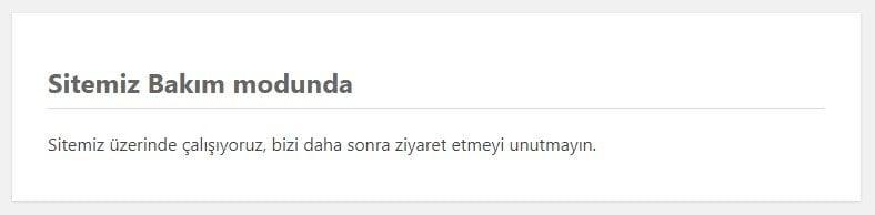 wordpress bakım modu kod