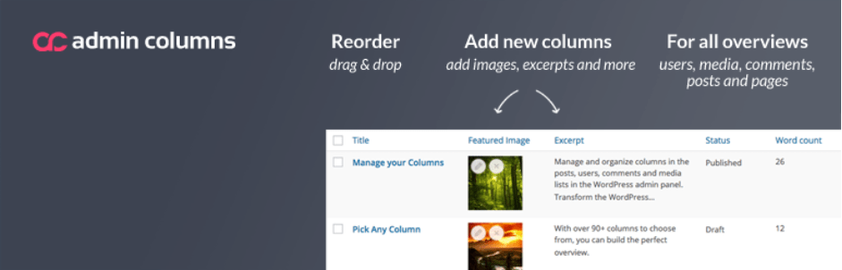admin columns wordpress eklentisi
