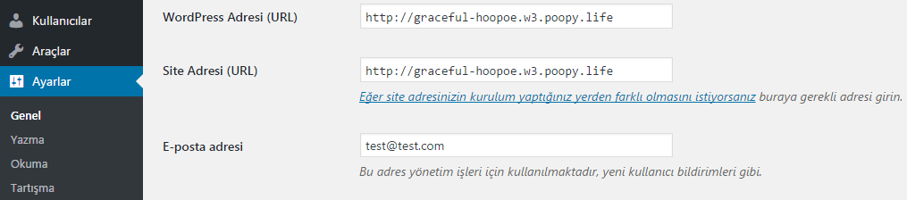 wordpress genel ayarlar