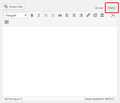 wordpress metin düzenleyicisi