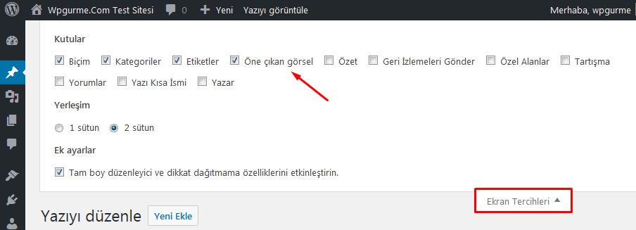 wordpress öne çıakrılan görsel nasıl aktif edilir
