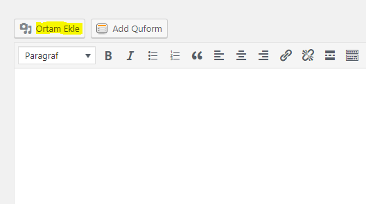 wordpress ortam ekleme