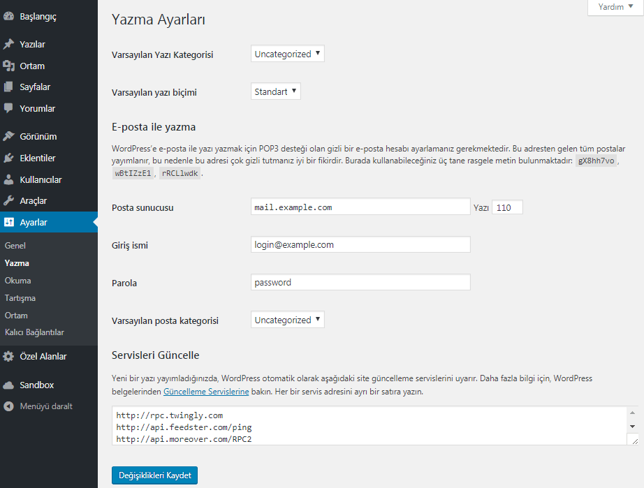 wordpress ping listesi ekleme