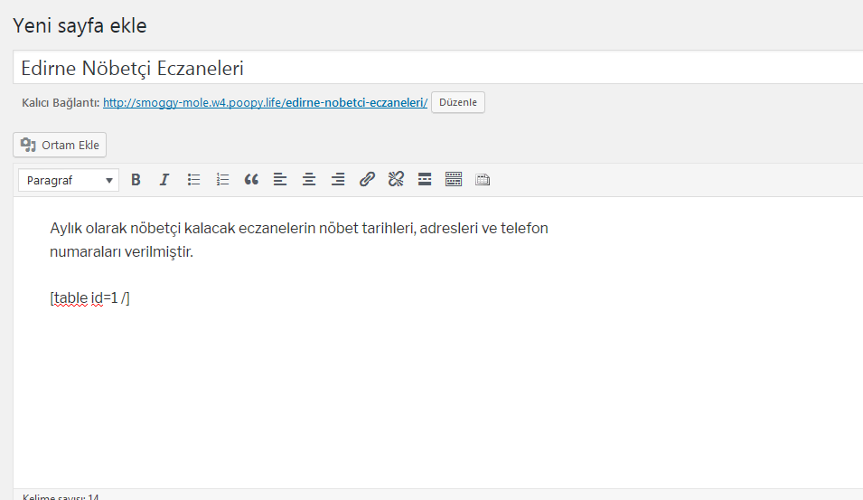 wordpress tablo kullanımı yazı ve sayfa tablepress