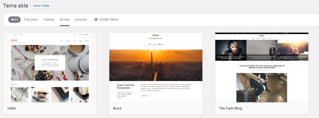 wordpress tema arama