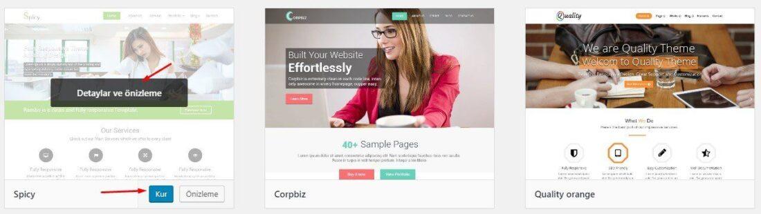 WordPress ücretsiz tema yükleme