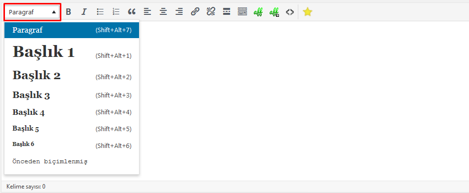 wordpress h1 h2 h3 etiketleri