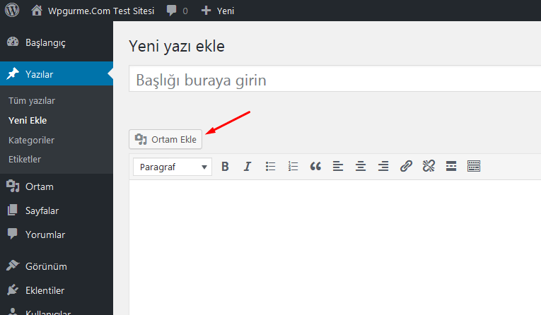 wordpress yazı i&ccedil;i resim ekleme