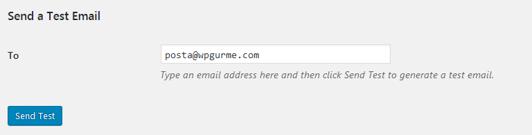 wp smtp mail test postası