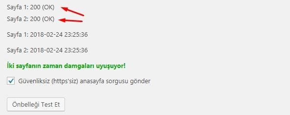 wp super cache önbellek testi