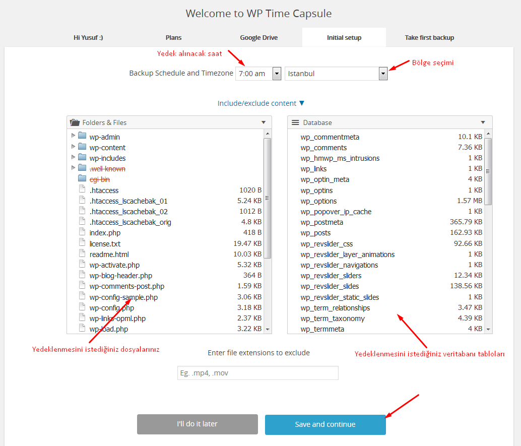 wp time capsul tam yedek ayarı