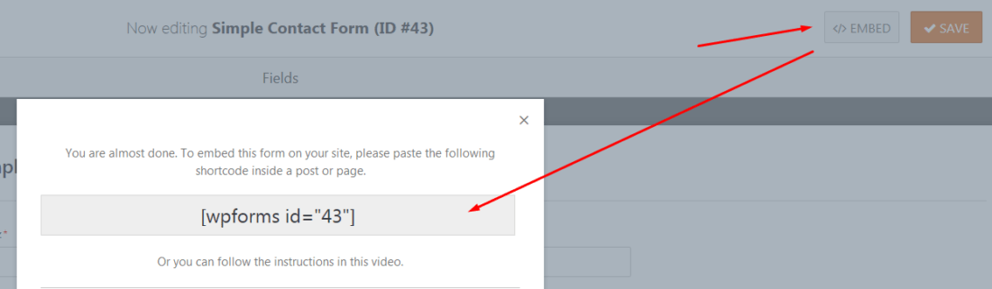 wpforms embed kod alma