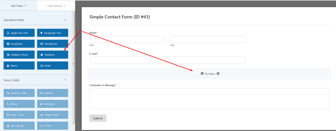 wpforms sürükle bırak alan ekleme