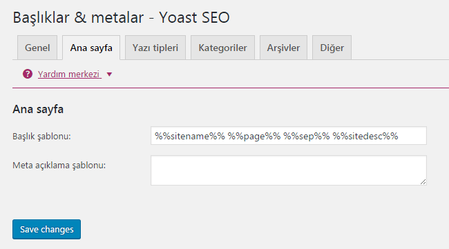 yoast seo anasayfa ayari