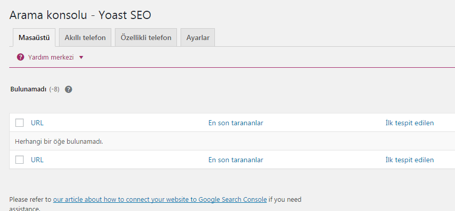 yoast seo arama konsolu
