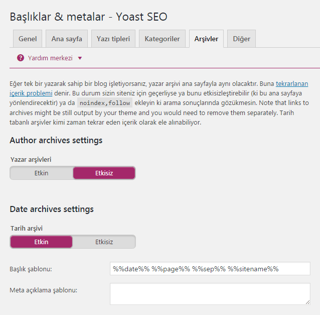 yoast seo arsiv ayari