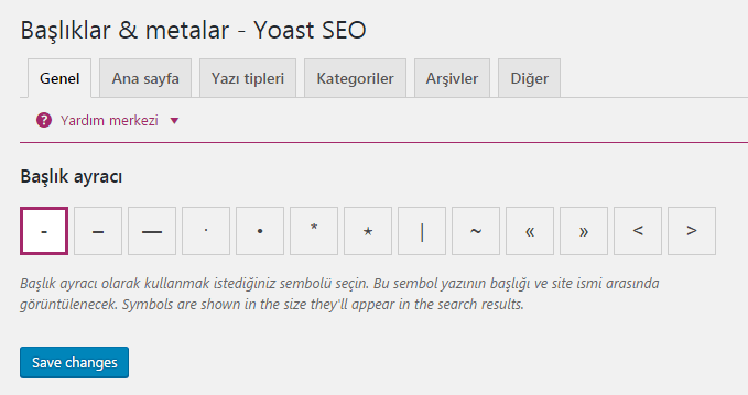 yoast seo baslik ayraci