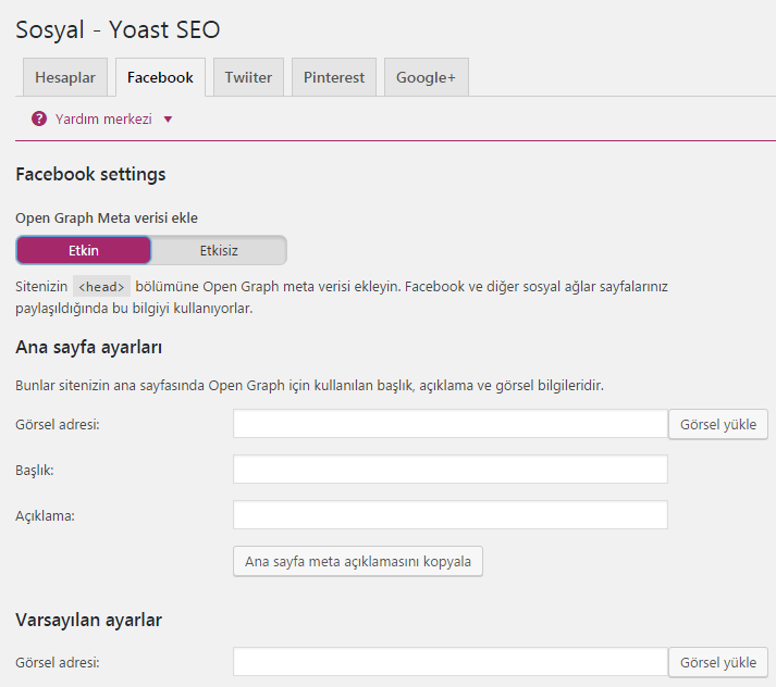 yoast seo sosyal facebook ayarlari